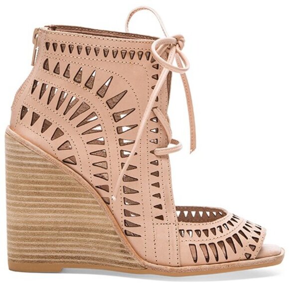 Jeffrey Campbell Rodillo Lace Up Perforated Leather Wedges Heels 7 - Picture 1 of 13